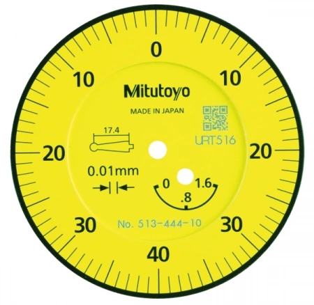 Индикатор циферблатный, горизонтальный, 20°, полный комплект, 1,6 мм, 0,01 мм, стержень 4/8 мм, щупы, стержень, поворотный зажим (513-444-10T)