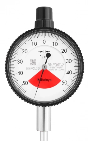Индикатор часового типа, плоская задняя часть, тип ISO, один оборот, подшипник с драгоценными камнями, ударопрочный, 0,1 мм, 0,001 мм (1900AB-10)