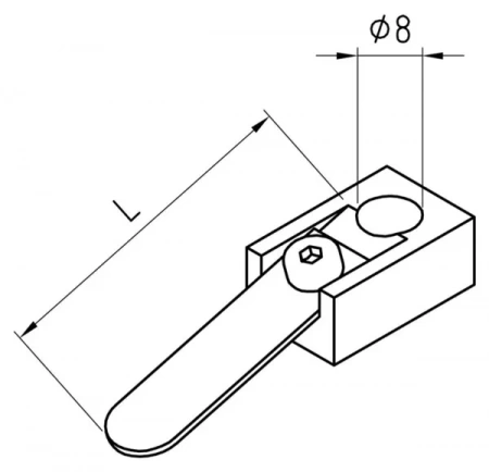 Отверстие пружинного зажима Ø = 8 мм L = 60 мм 10-миллиметровые крепления КИМ, серии eco-fix/eco-fixplus (K550279)