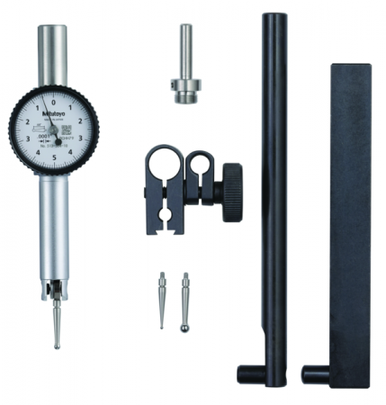 Индикатор циферблатный, карманного типа, полный комплект, 0,01", 0,0001", D=4/9,52 мм стержень, щупы, стержень, поворотный зажим (513-504-10T)