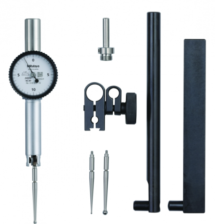 Индикатор циферблатный, карманного типа, полный комплект, 0,02", 0,0005", D=4/9,52 мм стержень, щупы, стержень, поворотный зажим (513-512-10T)
