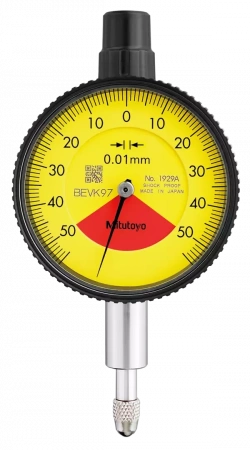 Индикатор часового типа, плоская задняя панель, тип ISO, один оборот, ударопрочный и пылезащищенный, 1 мм, 0,01 мм (1929AB-62)